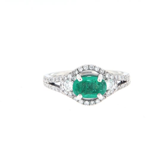 Anello Roman Gioielli Donna PRINCIPESSA in Oro bianco Smeraldo 1.05 Ct AN.SME-J-4 - AN.SME-J-4